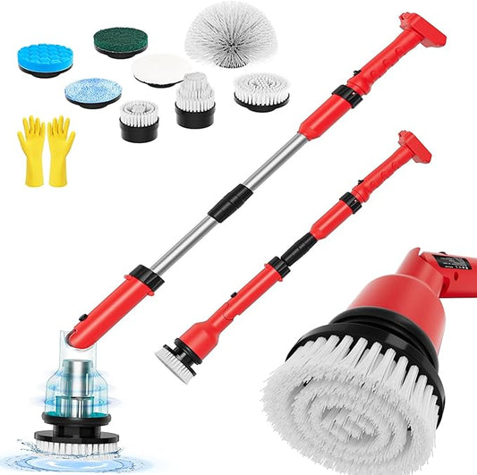 Electric Spin Scrubber Compatible for Milwaukee 18V Battery，8-in-1 Cordless Cleaning Brush & 1000 RPM Battery Powered Scrubber with Adjustable Extension for Bathroom, Kitchen, Car, Floor （No Battery