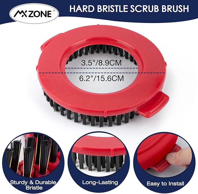 Spin Mop Brush for Hurricane 360°Spin Mop Systems, Scrubber Brush Replacement Head with Stiff Bristle, Great for Bathroom Kitchen Pool, Glass and Tile Walls, Round Shape Standard Universal Size