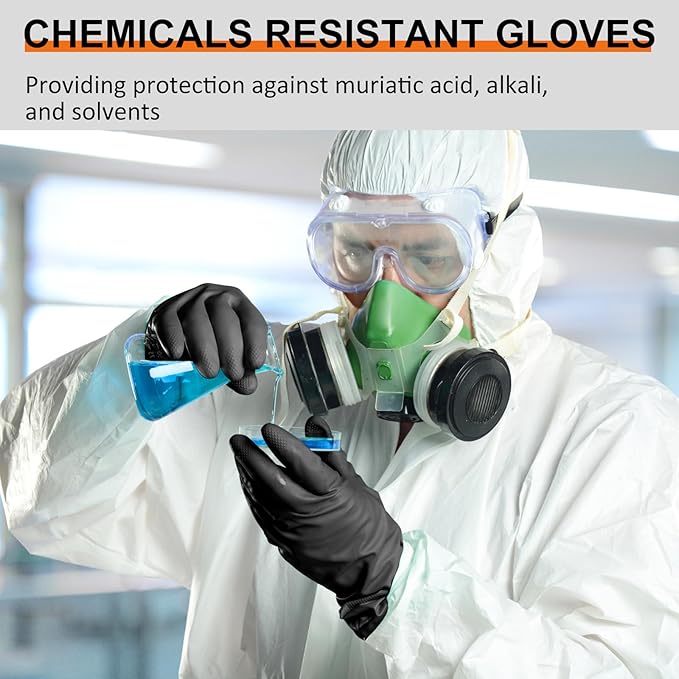 Beieverluck 10 Pairs Chemical Resistant Gloves Large Rubber Cleaning Gloves Heavy Duty Dishwashing Gloves Protective Safety Work Gloves, Medium