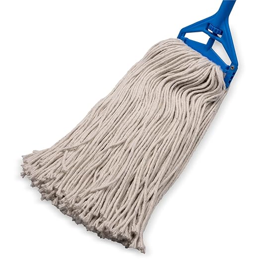SPARTA Flo-Pac Cotton Mop Head, Cut-End, Narrow Band with White Band for Organized Cleaning, 44 Inches, Tan