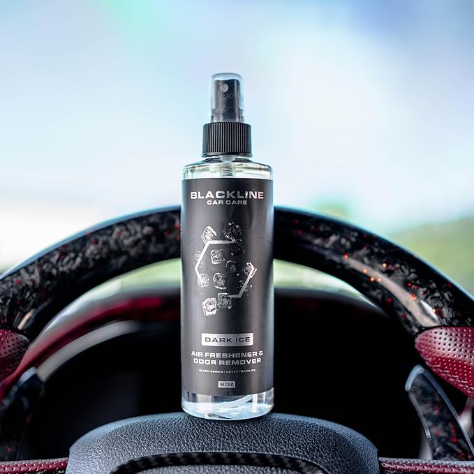 Blackline Car Care - Dark Ice Car Air Freshener, Long-Lasting, Oder Eliminator, for Cars, Trucks, SUV, or Home Use - 8 fl OZ - Air Freshener - Dark Ice Spray