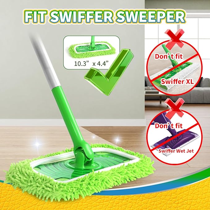 Reusable 100% Coral Fleece Mop Pads Compatible with Swiffer Sweeper, Wet and Dry Flat mop Cover, 3 Pack Washable Pads for Surface/Hardwood Floor Cleaning (Mop is Not Included)