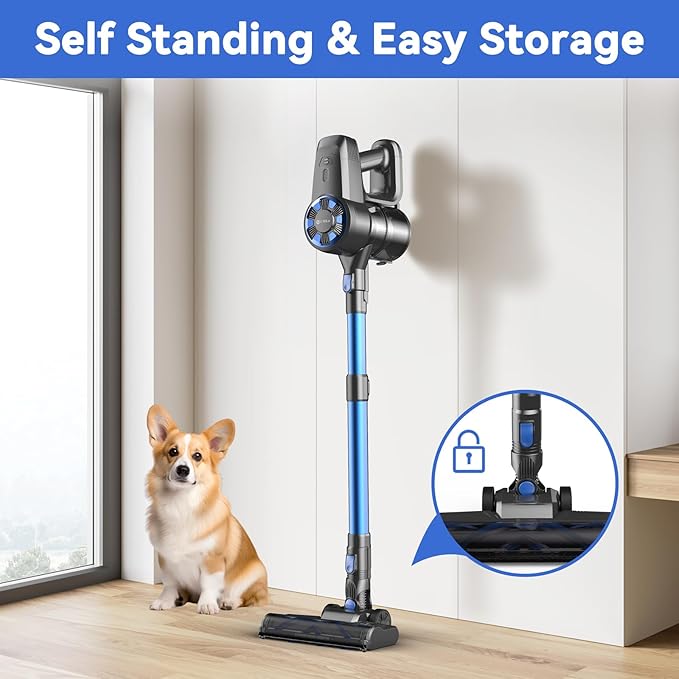 UML0 Cordless Vacuum Cleaner,8-in-1 Lightweight Stick Vacuum with Powerful Suction,Self-Standing,40 Mins Max Runtime,Rechargeable Vacuum Cleaners for Home,Hardwood Floor,Carpet,Pet Hair (Charcoal)