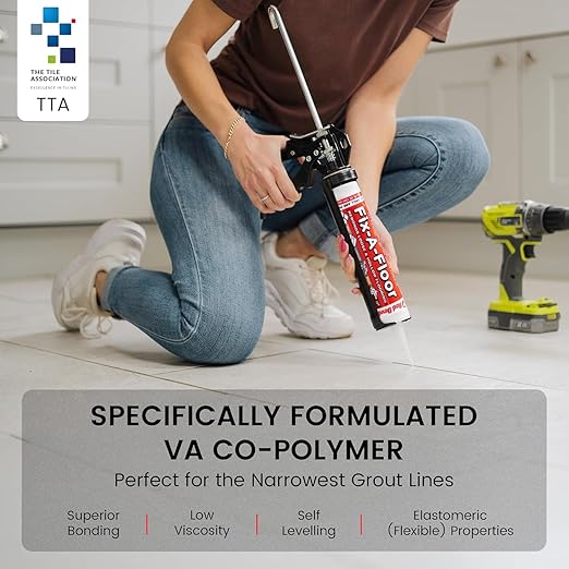 Original Fix-A-Floor Loose Tile Repair Adhesive for All Tile, Ceramic, Marble, Stone & Wood. Custom Tip for All Grout Sizes 10.1 oz-Pack of 2 *for Best Results Use The Proven Power of a Caulk Gun*