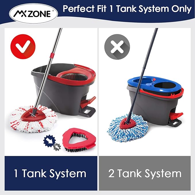 Spin Mop Head Replacement Base Handle Compatible with O Cedar EasyWring 1-Tank System, 3 Pack 40% More Cleaning Power Replace Heads, 1 Mop Handle, 1 Base and 1 Scrub Brush Combo Set