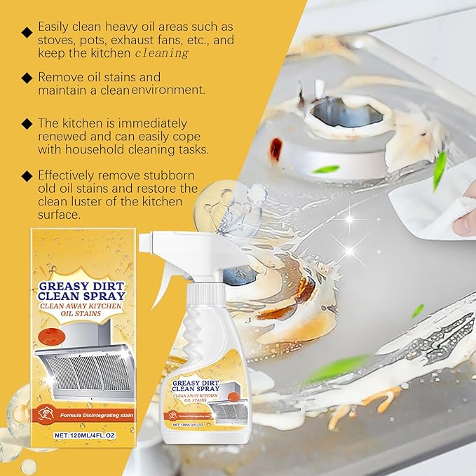 2025 New Greasy Dirt Clean Spray, Multifunctional Powerful Kitchen Foam Cleaner, Fast Foaming and Stain Removing, Heavy Oil Stain Cleaner Kitchen for Oven, Stove, Range Hood (3pcs)