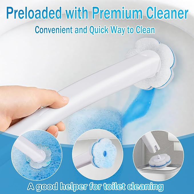 Ucaimao 80 PCS Toilet Wand Cleaner Refills，Toilet Bowl Brush Refills Disposable Toilet Cleaning System Replacement Heads Cleaner Pads for Bathtub Wash Basin (Only Refills，Only Fits Ucaimao) - White