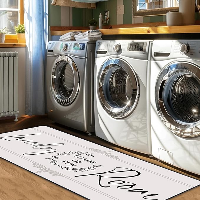 Laundry Room Rug Runner 20"X47" Non Slip Farmhouse Mats Organization and Washable Floor Long Rugs for Laundry Room Accessories Mudroom Kitchen Bathroom Area Rugs Decor