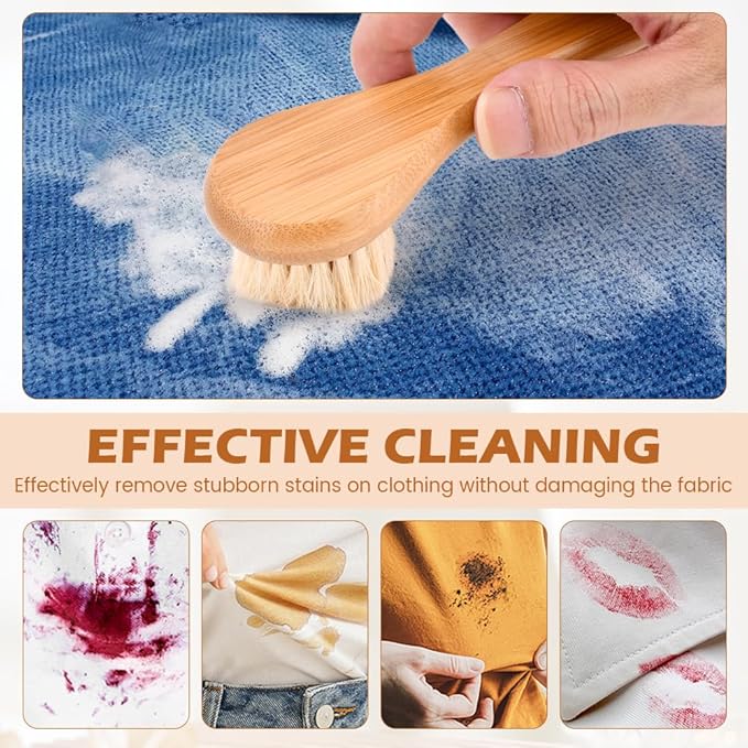Saycker Laundry Stain Brush, Soft Bristle Cleaning Brush for Scrubbing Out Tough Stains on Delicate Fabrics, Knits, Cotton, Linens, No Damage, Great for Laundry, Shoes, Boots, Home(Wood)