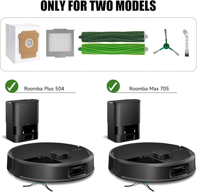 DAEX 21PCS Replacement Parts for iRobot Roomba max 705 vac/Plus 504 Vac Robot Vacuum, Accessories Kits Include 2 Set Main Brush, 6 Side Brushes, 6 Filters, 6 dust Bags, 1 Cleaning Brush