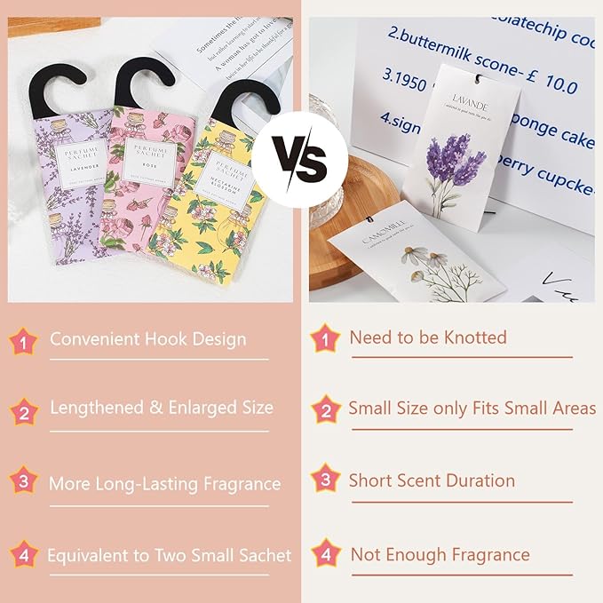 ROSE COTTAGE Large 12 Packs White Gardenia Hanging Closet Deodorizer Air Freshener Long Lasting Scented Sachets Smell Goods for House
