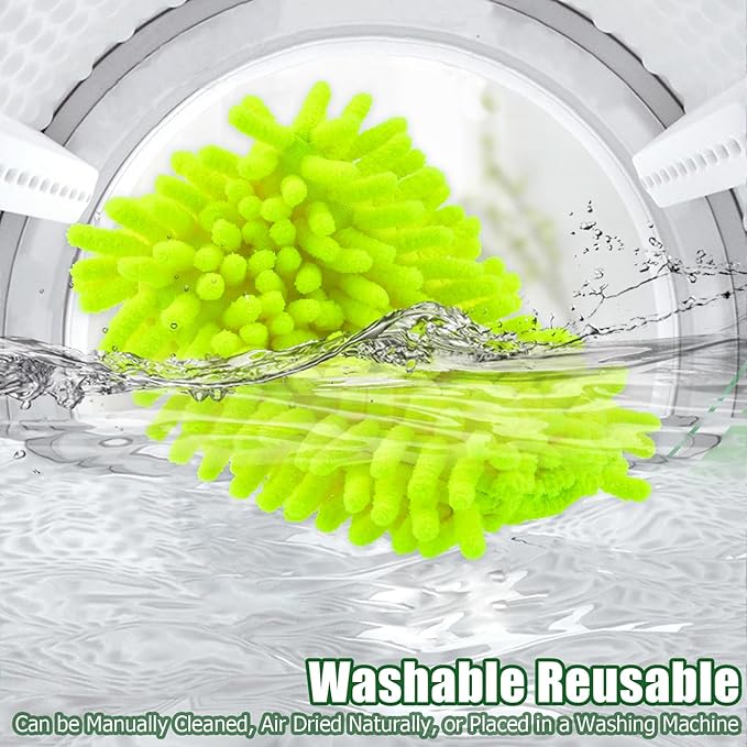 4-Pack Fleece Dusters for Swiffer, 360° Reusable Duster Refills Heavy Duty Pads for Swiffer Hand Duster Dry Duster, Green