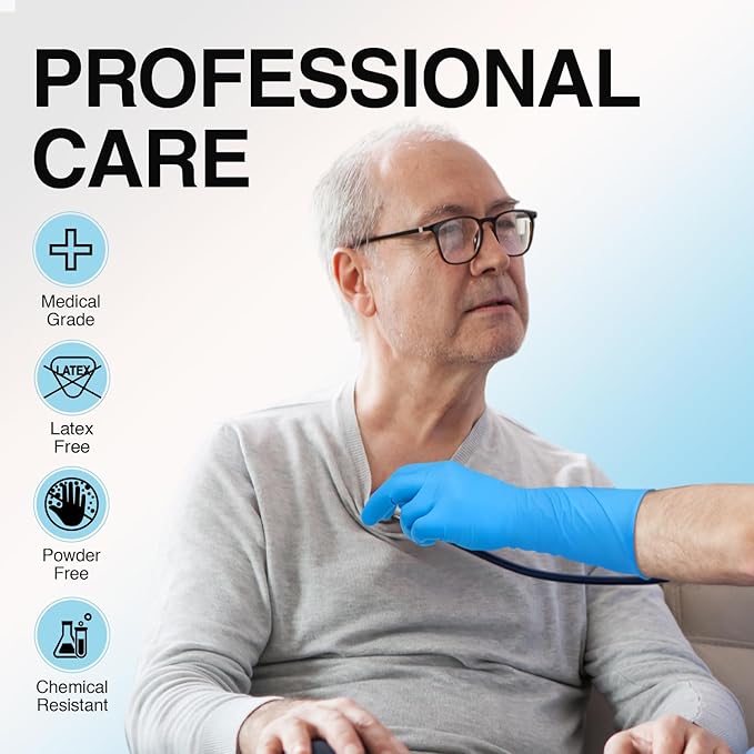 Schneider Nitrile Exam Gloves, Extended 12 Inches Cuff, Medium, 4 mil, 1000-ct Box, Gloves Disposable Latex Free, Powder Free for Medical, Food Prep, Cleaning, Cooking, Blue