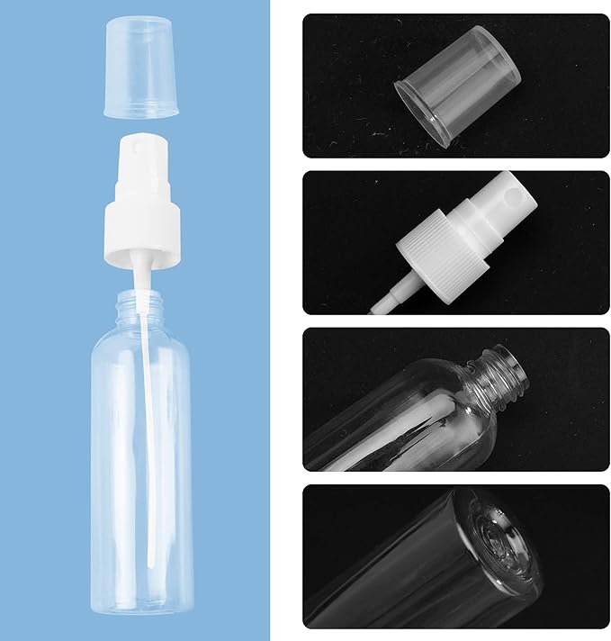36 Pack Plastic Small Spray Bottles 4 oz/120 ml, Fine Mist Clear Empty Plastic Small Travel Spray Bottle, with 10 Funnels and 10 Labels