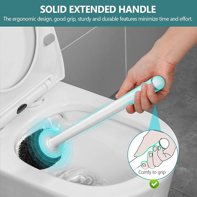 Toilet Brush and Holder Set, Black Toilet Bowl Brush with Solid Long Handle, Compact Toilet Scrubber, Toilet Bowl Cleaner Brush with No Leaks Ventilated Holder. RV, Bathroom Toilet Brush. Black. U