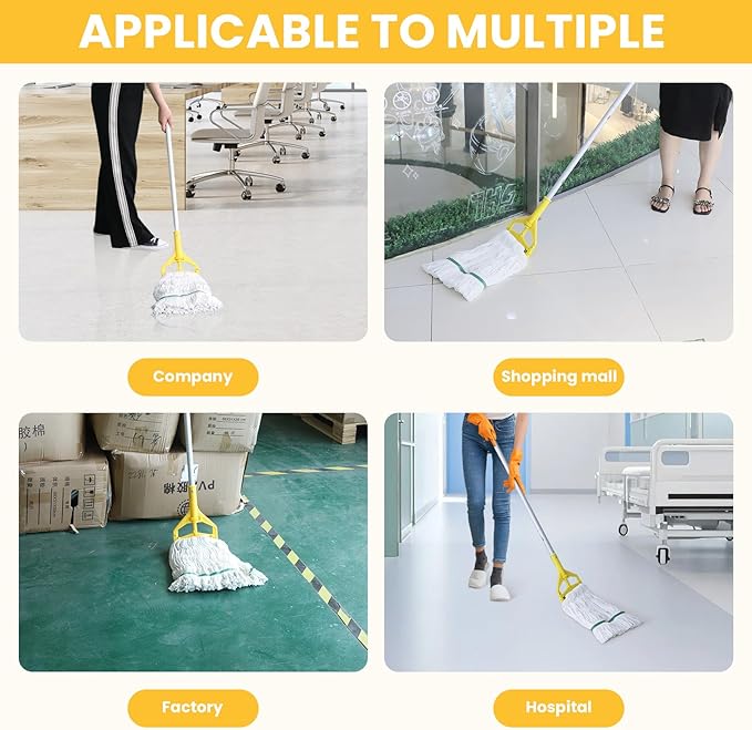 OFO Loop-End String Mop, Heavy Duty Commercial Industrial Mop with Extra Mop Head Replacement, 59 inch Handle for Floor Cleaning