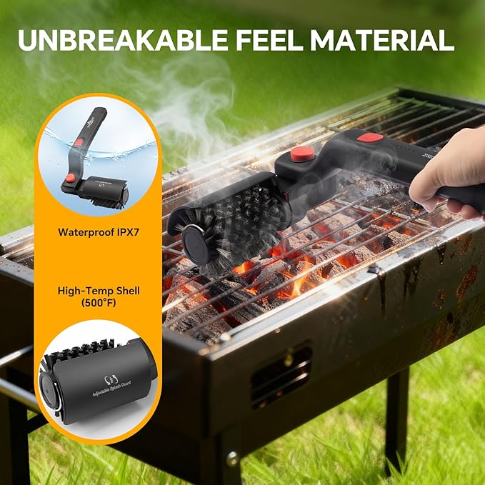 XUDAKAIXIN Electric Rotary Grill Brush with 1 Replacement Head,Cordless Rechargeable Grill Cleaning Brush with Adjustable Angle,No Bristle Shedding,Gifts for Men/Dad