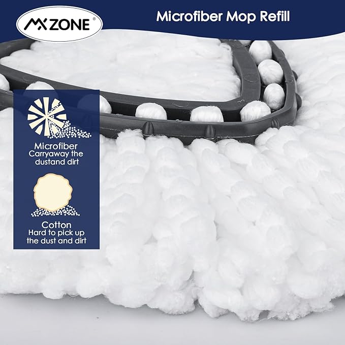 Mop Replacement Heads Microfiber O Ceda Spin Mop Refill Compatible with Spinning Mop, Easywring Mop Replace Head, White, 3 Packs