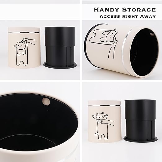 Juju Cat Trash Can - Cat Decor Garbage Can - Small Waste Basket for Bedroom - Garbage Bin Trashcan - Wastebasket Dustbin Trash Cans (Bye)