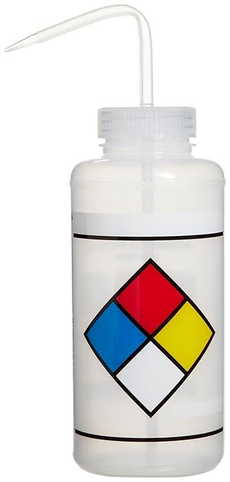 SP Bel-Art Safety-Labeled 4-Color LYOB Wide-Mouth Wash Bottles; 1000ml (32oz), Polyethylene w/Natural Polypropylene Cap (Pack of 4) (F11732-0009)