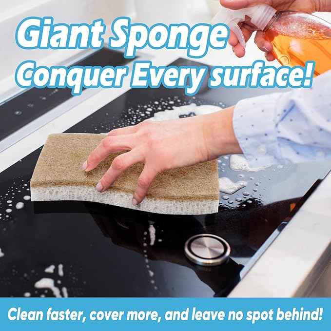 AIDEA XL Sponges Kitchen, 12Count, Non-Scratch Sponges for Dishes, Large Natural Sponge for Non Stick Cookware, Cellulose Cleaning Sponge for Dishes, Bathroom, Household