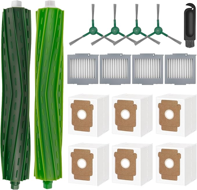 17 Pack Replacement Parts for iRobot roomba Max 705 Vac & Plus 504 Vac Vacuum Cleaner, Accessories Parts with 6 Dust Bags, 4 Filters, 4 Side Brush, 2 Main Brushes,1 Cleaning Tool (Not for Combo)