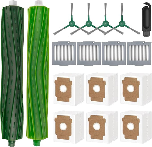 17 Pack Replacement Parts for iRobot roomba Max 705 Vac & Plus 504 Vac Vacuum Cleaner, Accessories Parts with 6 Dust Bags, 4 Filters, 4 Side Brush, 2 Main Brushes,1 Cleaning Tool (Not for Combo)