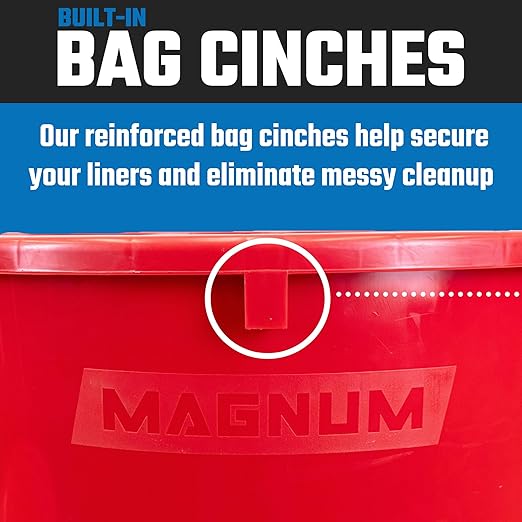 Magnum 32 Gallon Trash Can, High-Vis Red, Construction Grade, Heavy Duty Plastic, Jobsite Ready for Handling and Holding Garbage CMTC-C000-32R01 (1 Pack)
