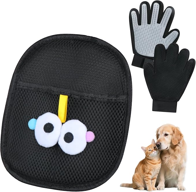 ZQJKLE Pet Hair Removal Glove for Cats & Dogs 1PC and Cat & Dog Grooming Gloves for Shedding Brushes 1 Pair, Pet Hair Remover Tool for Clothing, Couch, Carpet, Car Seat, Deshedding Brush & Massage