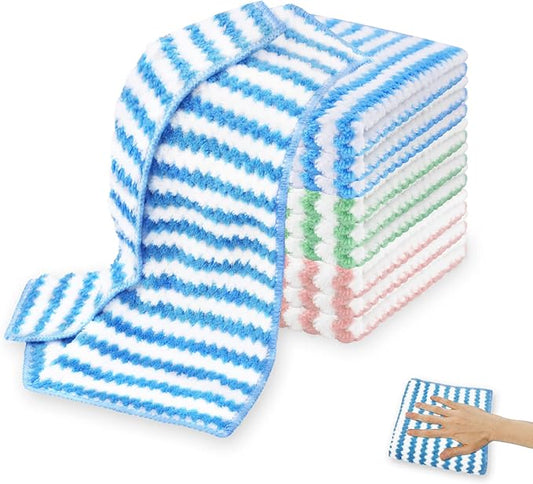 Microfiber Cleaning Cloth Absorbent Kitchen Towels Dish Cloths Washable 10 Pack 12×12in Reusable Cleaning Rags for Car Gardens Kitchen Hand Glass Windows Mirrors No Odor
