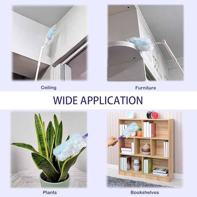 GIWOSK 40Pcs Disposable Duster Refills, Electrostatic Fluffy for Cleaning Replacement Refills Bulk for Home Office Ceiling Surface Corner Dusting