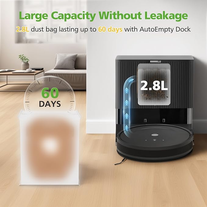 105 Dust Bags for iRobot Roomba Essential 104 Vac/104 Combo/105 Vac/105 Combo/Plus 404/405/505 Combo/504 Vac/Max 705 Vac&Combo/Q0520 Robot Vacuum Cleaner, 2.8 L Disposal Vacuum Bags for Roomba