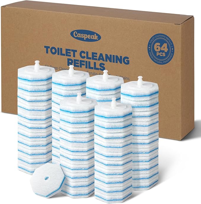 62 Count Toilet Wand Refills for Clorox Toilet Wand, 5X Cleaning Power Toilets Bowl Cleaners with Exclusive Formula, High-Density Disposable Toilets Brush Scrubber - No Falling Apart