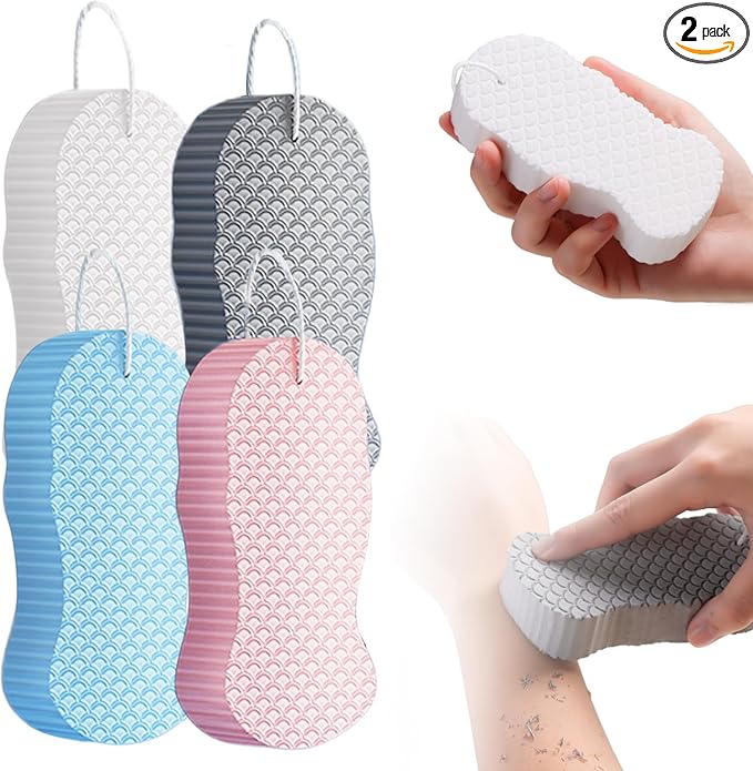 Magic Exfoliating Bath Sponge, 2025 New Super Soft Exfoliating Bath Sponge, 3D Magic Exfoliating Body Scrubber, Shower Sponges for Body Removes Dead Skin (4 Pcs)