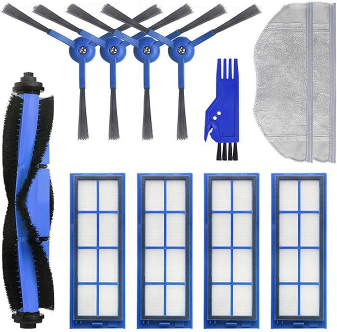 Replacement Parts Kit Fit for Eufy RoboVac L70 Hybrid Robot Vacuum Cleaner Accessories, 1 Rolling Brush 2 Mop Pads 4 HEPA Filters 4 Side Brushes