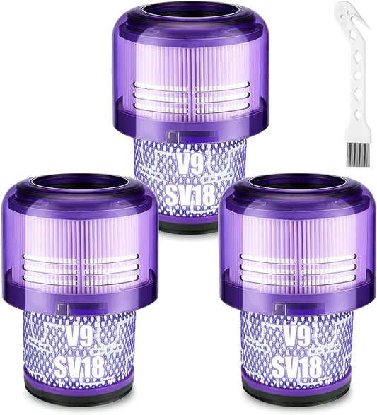 Lemige 3 Pack V9 SV18 Vacuum Filter Replacement Parts for Dyson V9 Motorbar SV18 Digital Slim Cordless Vacuum, for Dyson Filter Replacement Part No. 970612-01