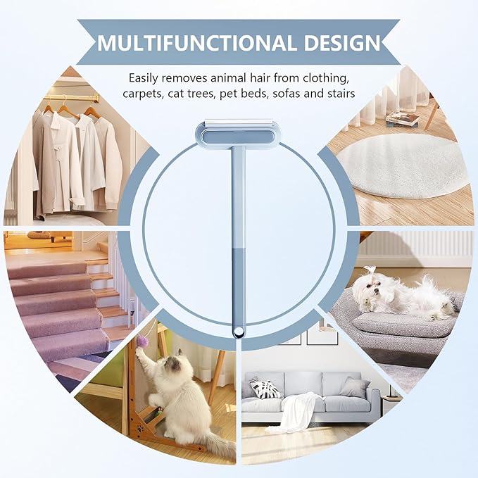 Multifunctional Pet Hair Remover,4-in-1 Pet Hair Remover,Pet Hair Removal Tool with Extra Long Handle for Furniture,Reusable Lint Brush for Furniture,Couch,Carpet,Clothes and Laundry (1PCS)