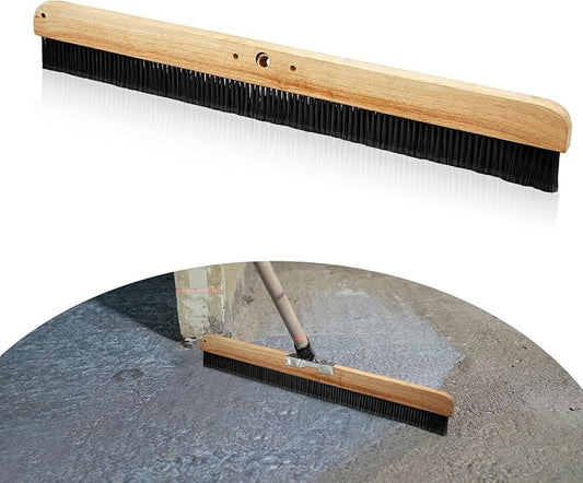 Yiyiring 1 Pack 24 Inch Concrete Broom Finishing Tools Wood Backed, Polypropylene Bristles Brush Push Brooms Without Handle for Concrete Finishes Hard Floors