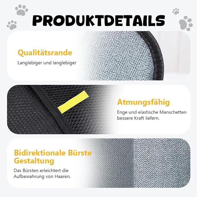 Electrostatic Gloves for Pet Hair Removal, Electrostatic Pet Hair Removal Gloves Brush for Pets Hair, Reusable Cats & Dogs Grooming Gloves for Hair Removal (Yellow*C, 1)