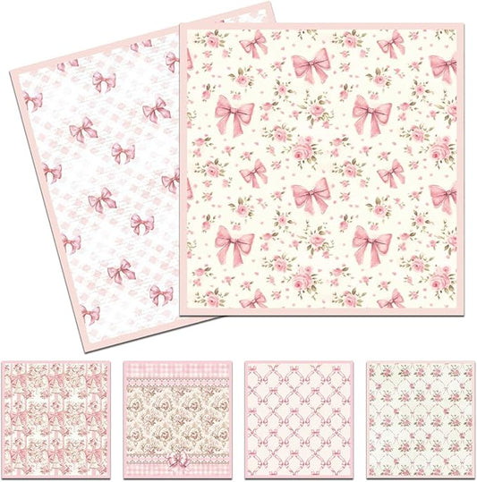 Pink Swedish Dish Cloths for Kitchen, 6 Pack Reusable Coquettte Swedish Dishcloths, Bow Absorbent Sponge Cleaning Dish Cloths for Party Home Cleaning Quick Drying Washable No Odor Hand Towel