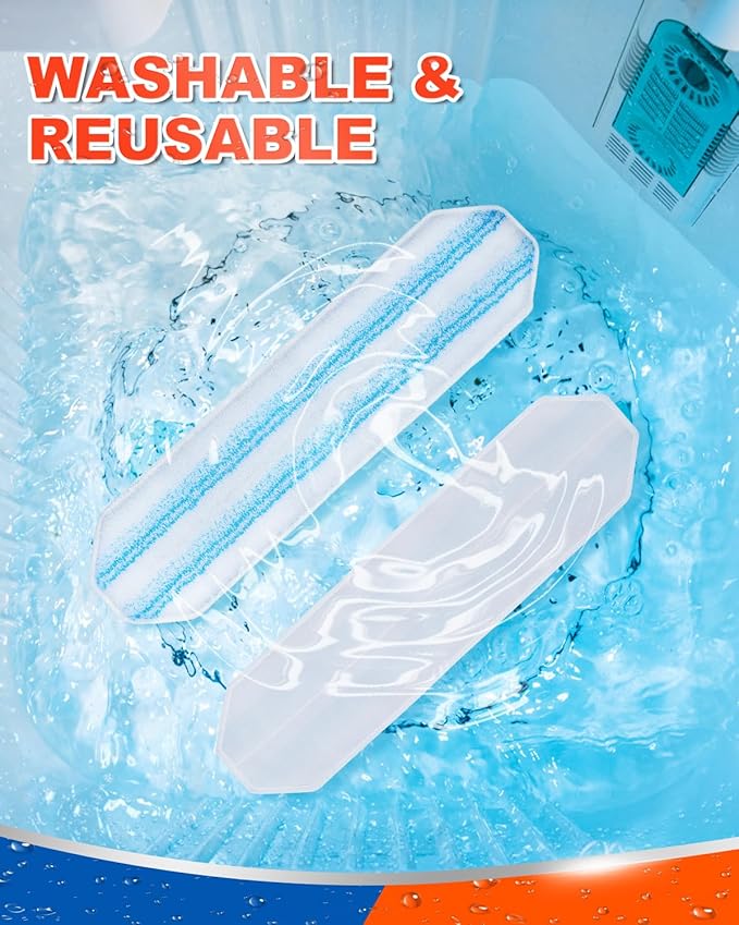 DR DAPPER 6 Pack Microfiber Mop Pads Compatible with O-Cedar H2Pro Flat Mop System, Washable & Reusable Mop Refills, Durable Flat Mop Replacement Pads for All Floor Types