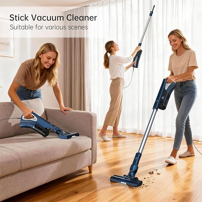 Sancorp Corded Stick Vacuum Cleaner for Home Pet Hair, 600W 16.7Ft Cable Ultra-Lightweight Vacuum Cleaner with Powerful Suction for Carpet Tile and Hard Floor Handheld Vac(VA002)