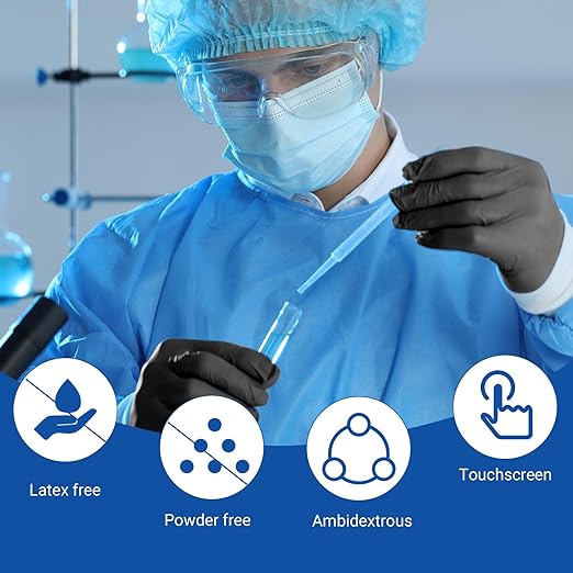 JMU Black Nitrile Gloves XL Case of 1200, 3.5Mil, Latex Free, Powder Free