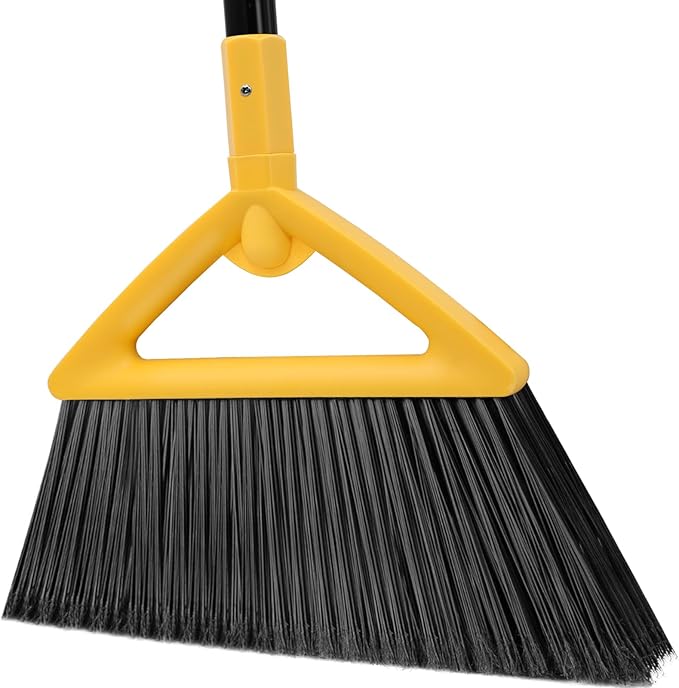 Salajory Heavy Duty Angle Broom - Yellow Broom for Outdoor & Indoor, Garage, Driveway, Sidewalk, Kitchen & More, Long Handle