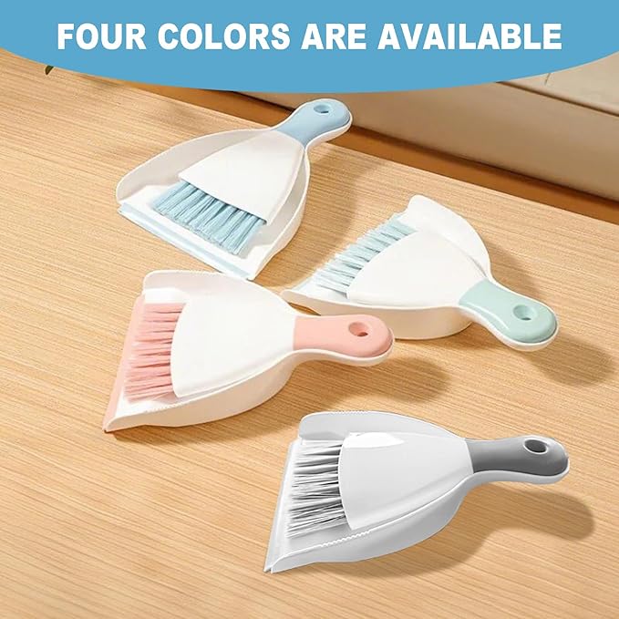 Mini Broom with Dustpan Combo Set Small Dust pan and Brush Set Quick Cleanup Tools for Kitchen Table Keyboards Pets Nest Sofa (Green)