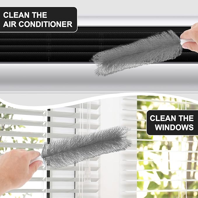 Yuanchu 2 Pcs Fan Cleaner Brushes, Bendable Fan Cleaning Brush Cobweb Duster Set Microfiber Head Washable Brush for Ceiling Fan Air Vents Curtains Cars Box Fan(Grey)