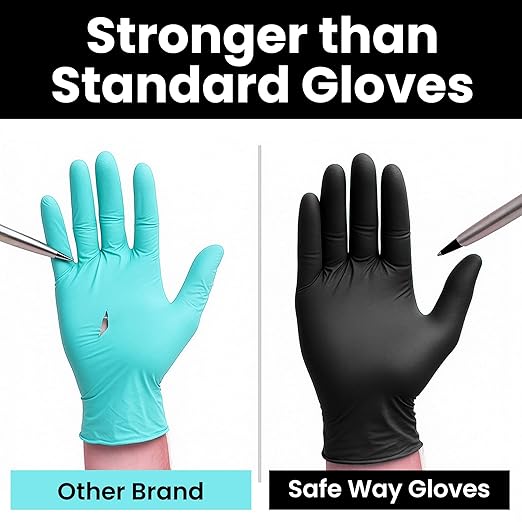 Nitrile-Vinyl Blended Disposable Gloves, Powder-Free & Non-Latex Gloves, 1000, Protective Gloves for Medical Exams, Cooking & Household Cleaning, 4 Mil Thick Non-Sterile Secure Grip Black, Medium