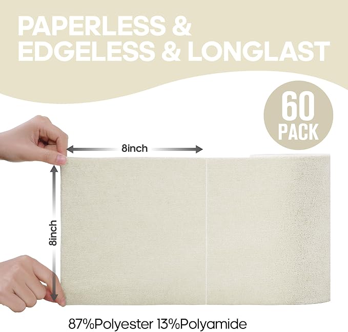Fantasticlean Microfiber Cleaning Cloth Roll 4 Rolls 240 Pack, Tear Away Paperless Towels, 8" x 8", Reusable Washable Rags, Home Kitchen, Pet, Office, Indoor Outdoor, Compact and Portable (Off-White)