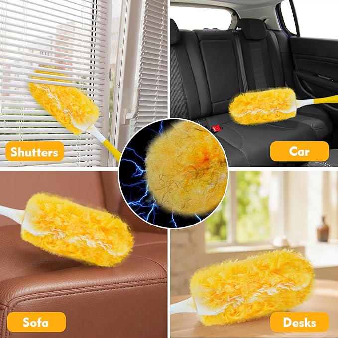 Yicotira Duster Refill Compatible with Swiffer Duster, 30 Count Heavy Duty Duster Refills Kit for Cleaning Dusting, Multi Surface 360 Feather Duster Disposable Refills, with 1 Handle