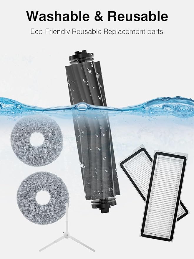 Aileway 22 Pcs Replacement Parts Accessories for Dreame L10s Ultra/L10s Pro Gen 2/L10s Ultra/L10s Pro/L10 Prime/Xiaomi X10+/X20+, Mop Pads X6; Dust Bag X4; Filter X4; Main Brushes X1; Side Brushes X6